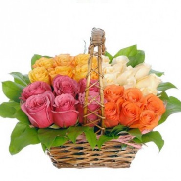 Jazzy Basket  Mixed Roses